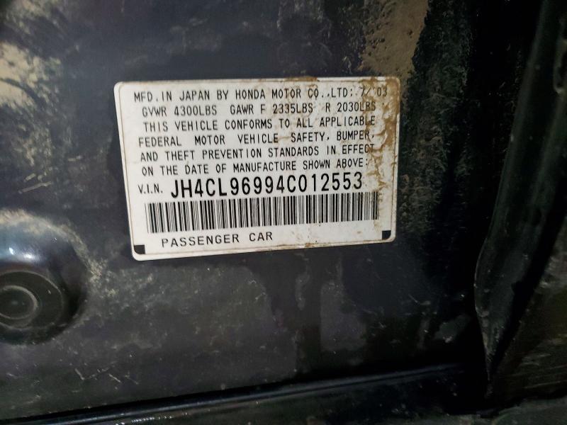 2004 Acura Tsx მანქანა იყიდება აუქციონზე, vin: JH4CL96994C012553, აუქციონის ნომერი: 51699306