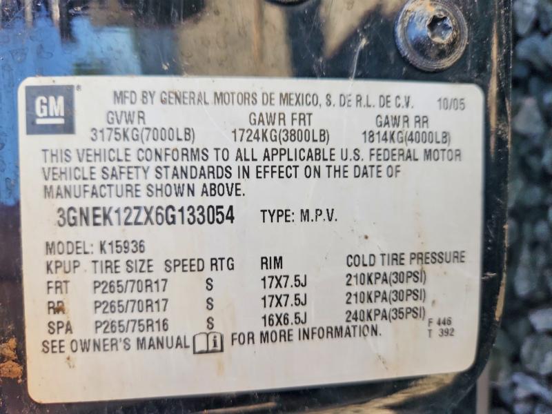 2006 Chevrolet Avalanche მანქანა იყიდება აუქციონზე, vin: 3GNEK12ZX6G133054, აუქციონის ნომერი: 52324416