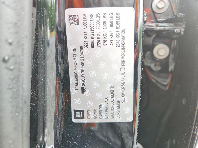 Aukcja sprzedaży 2019 Chevrolet Silverado, vin: 3GCUYBEF8KG104799, numer aukcji: 52945186