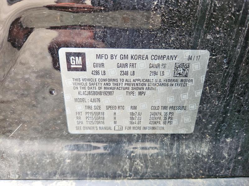 Aukcja sprzedaży 2017 Buick Encore, vin: KL4CJBSB0HB192907, numer aukcji: 54419086