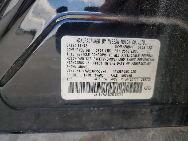54135186 :رقم المزاد ، JN1EV7AR8KM555774 vin ، 2019 Infiniti Q50 مزاد بيع