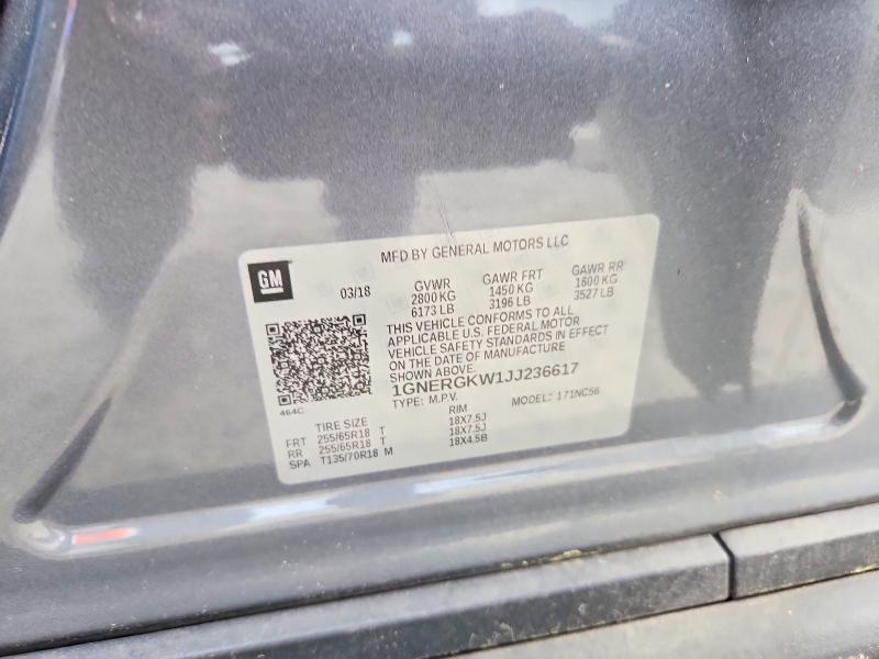 Продаж на аукціоні авто 2018 Chevrolet Traverse, vin: 1GNERGKW1JJ236617, номер лоту: 52221616