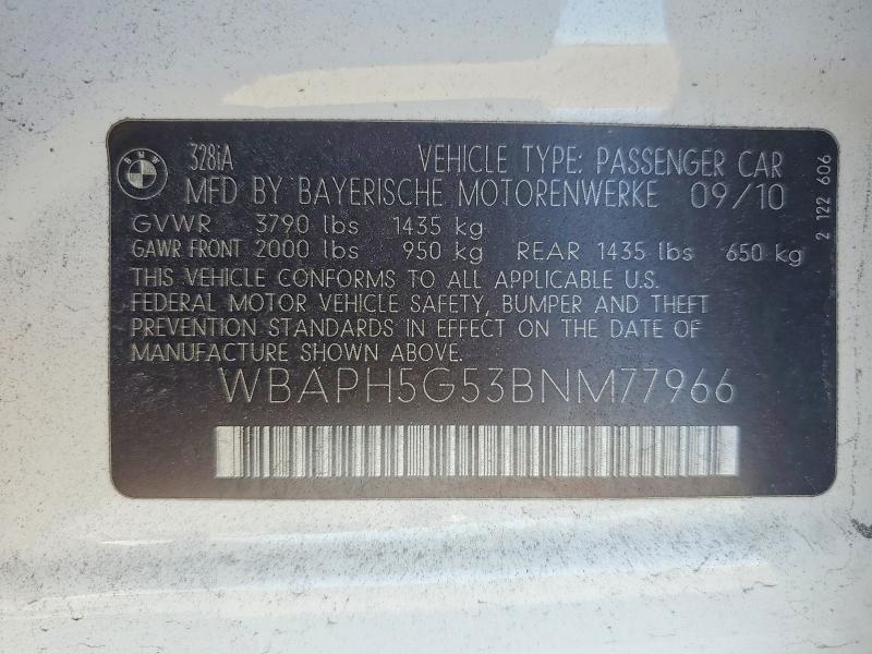 Продажа на аукционе авто 2011 Bmw 328, vin: WBAPH5G53BNM77966, номер лота: 52541196
