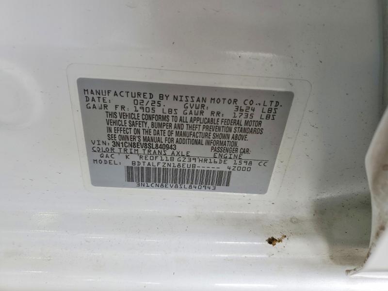 Aukcja sprzedaży 2025 Nissan Versa, vin: 3N1CN8EV8SL840943, numer aukcji: 54208756