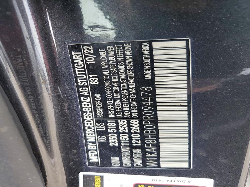 Aukcja sprzedaży 2023 Mercedes-benz C, vin: W1KAF8HB0PR094478, numer aukcji: 54014346