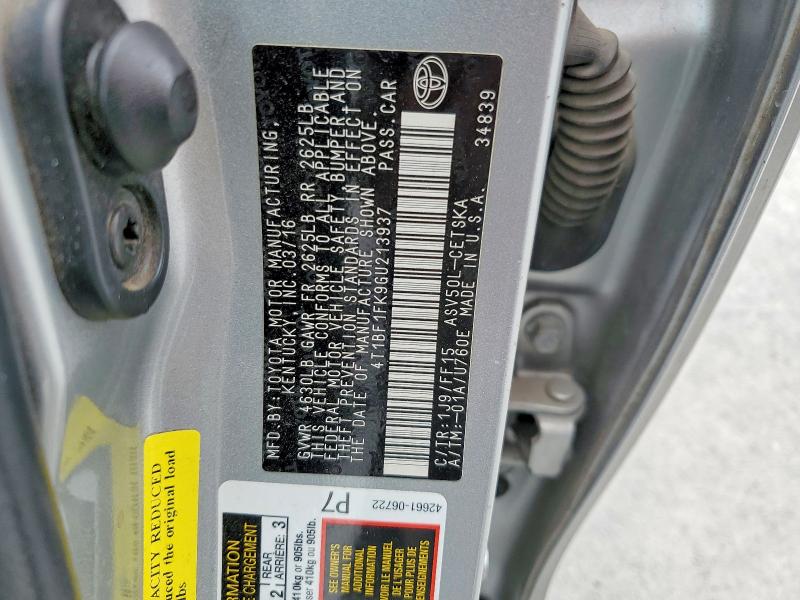 53880676 :رقم المزاد ، 4T1BF1FK9GU213937 vin ، 2016 Toyota Camry مزاد بيع