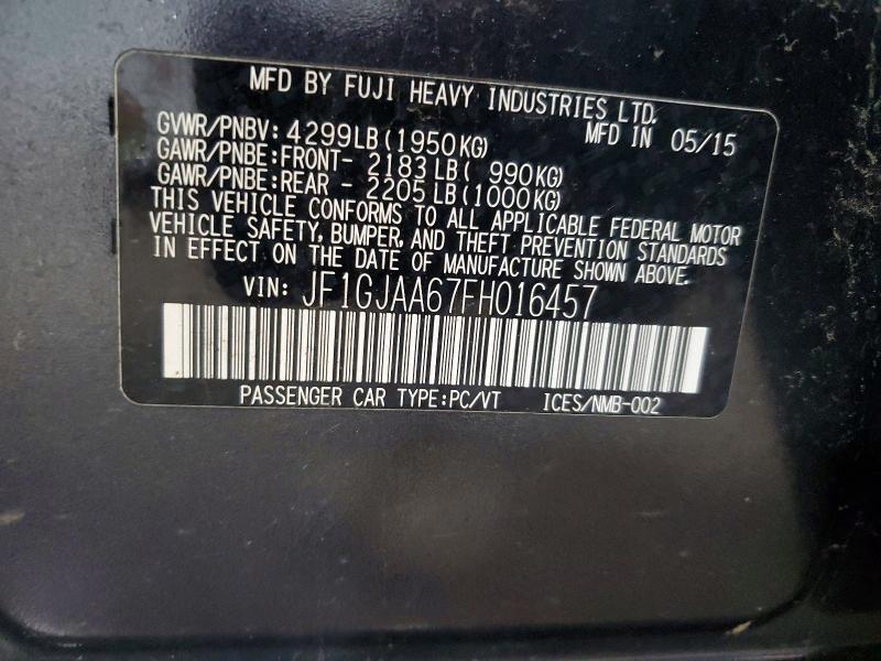 Продаж на аукціоні авто 2015 Subaru Impreza, vin: JF1GJAA67FH016457, номер лоту: 52843336