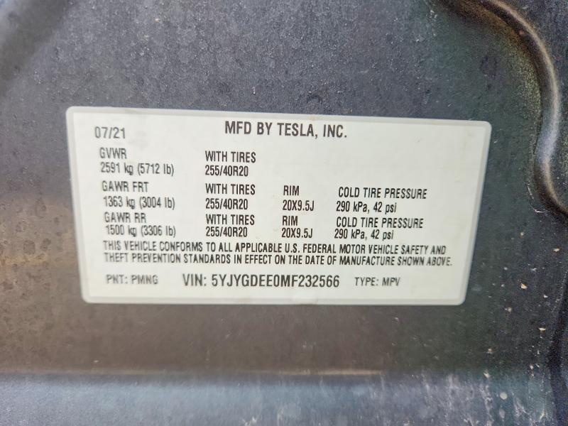 Продаж на аукціоні авто 2021 Tesla Model Y, vin: 5YJYGDEE0MF232566, номер лоту: 54810046