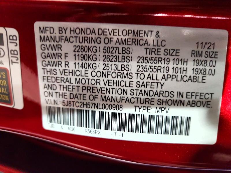 Продажа на аукционе авто 2022 Acura Rdx, vin: 5J8TC2H57NL000908, номер лота: 53567376
