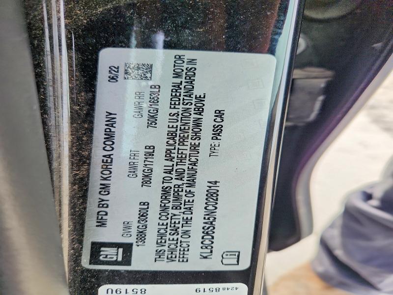 Продажа на аукционе авто 2022 Chevrolet Spark, vin: KL8CD6SA5NC028014, номер лота: 51788226