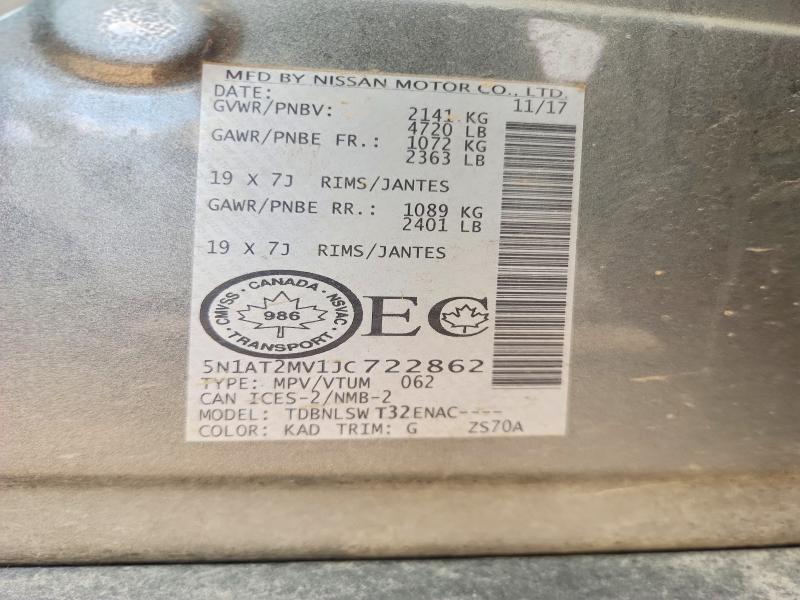 Продаж на аукціоні авто 2018 Nissan Rogue, vin: 5N1AT2MV1JC722862, номер лоту: 54489776