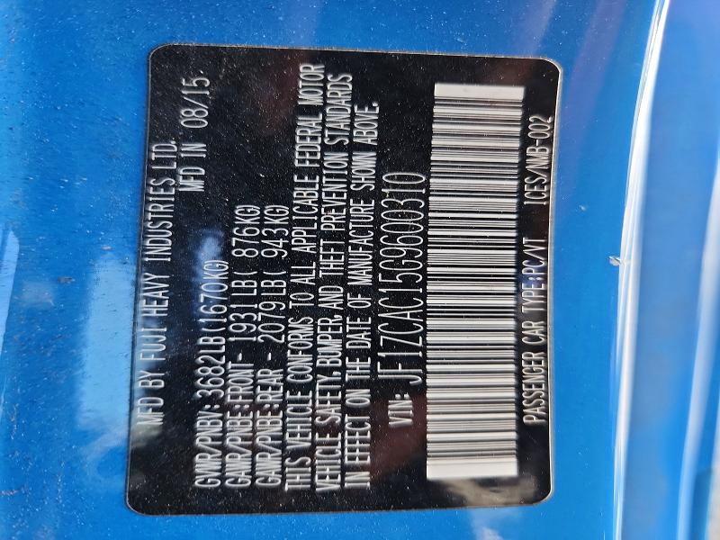 Aukcja sprzedaży 2016 Subaru Brz, vin: JF1ZCAC15G9600310, numer aukcji: 54659126