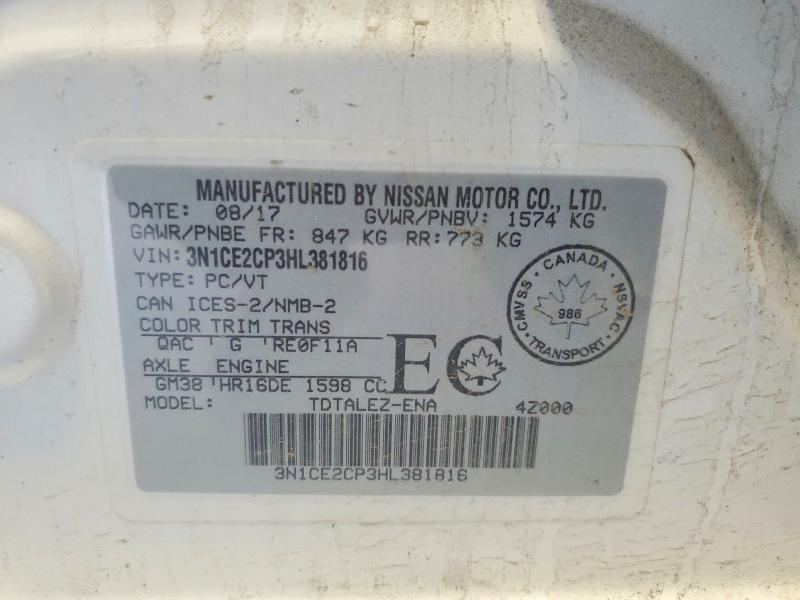 Продажа на аукционе авто 2017 Nissan Versa Note, vin: 3N1CE2CP3HL381816, номер лота: 52644566