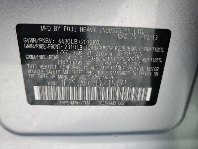 2014 Subaru Forester მანქანა იყიდება აუქციონზე, vin: JF2SJAEC7EH415471, აუქციონის ნომერი: 52179896