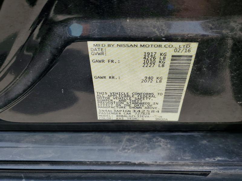 54097786 :رقم المزاد ، 1N4AL3AP1GN342584 vin ، 2016 Nissan Altima مزاد بيع