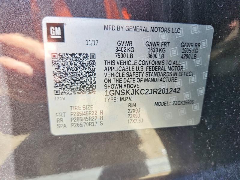 Aukcja sprzedaży 2018 Chevrolet Suburban, vin: 1GNSKJKC2JR201242, numer aukcji: 53278376