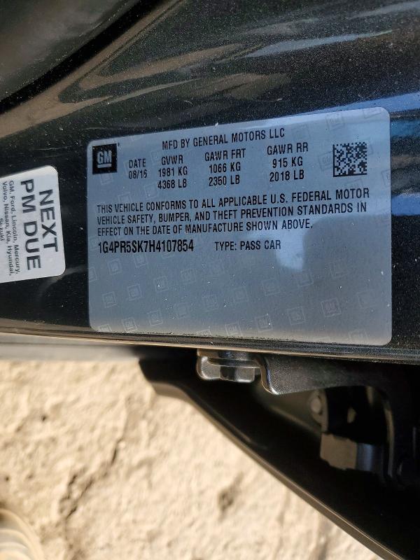 2017 Buick Verano მანქანა იყიდება აუქციონზე, vin: 1G4PR5SK7H4107854, აუქციონის ნომერი: 52854896