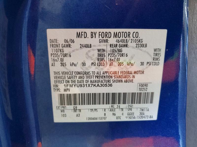 Продаж на аукціоні авто 2007 Ford Escape, vin: 1FMYU931X7KA30536, номер лоту: 54094116