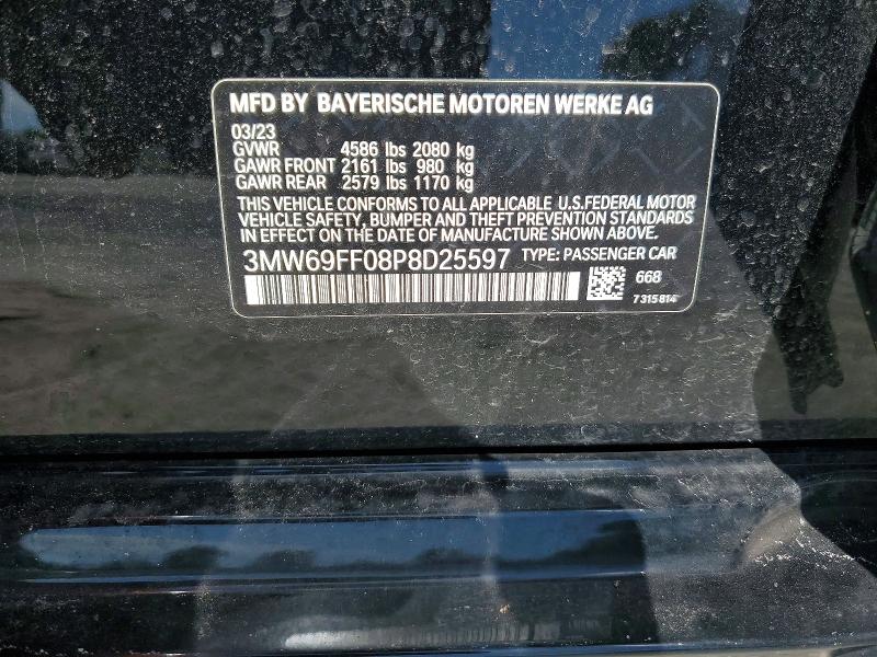 52566126 :رقم المزاد ، 3MW69FF08P8D25597 vin ، 2023 Bmw 330i مزاد بيع
