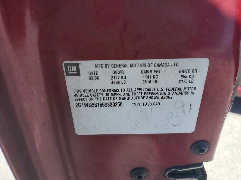 Продаж на аукціоні авто 2006 Chevrolet Impala, vin: 2G1WU581669330256, номер лоту: 54149226