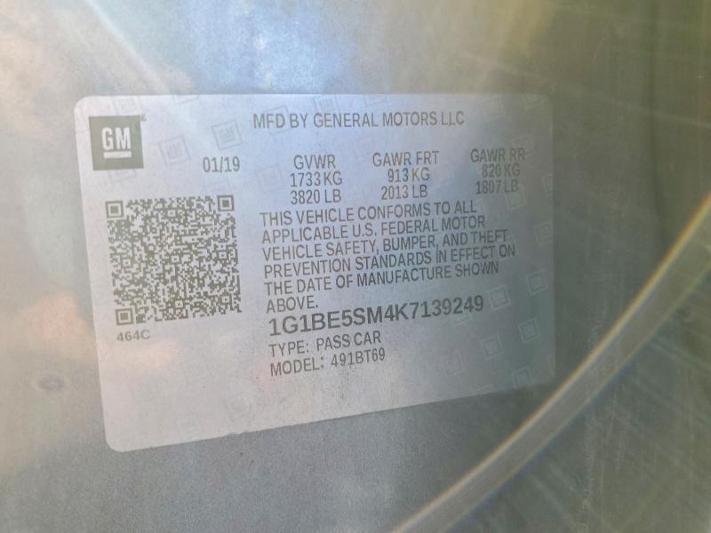55273736 :رقم المزاد ، 1G1BE5SM4K7139249 vin ، 2019 Chevrolet Cruze مزاد بيع