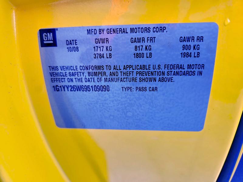 Продаж на аукціоні авто 2009 Chevrolet Corvette, vin: 1G1YY26W695109090, номер лоту: 54838656