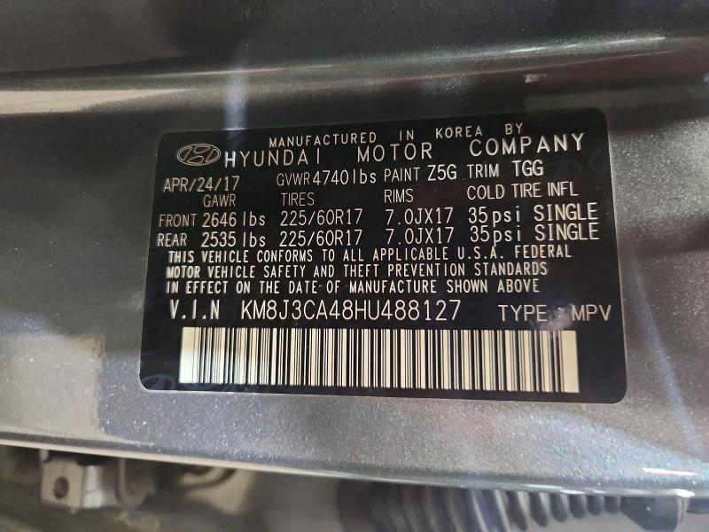 Продажа на аукционе авто 2017 Hyundai Tucson, vin: KM8J3CA48HU488127, номер лота: 54667966