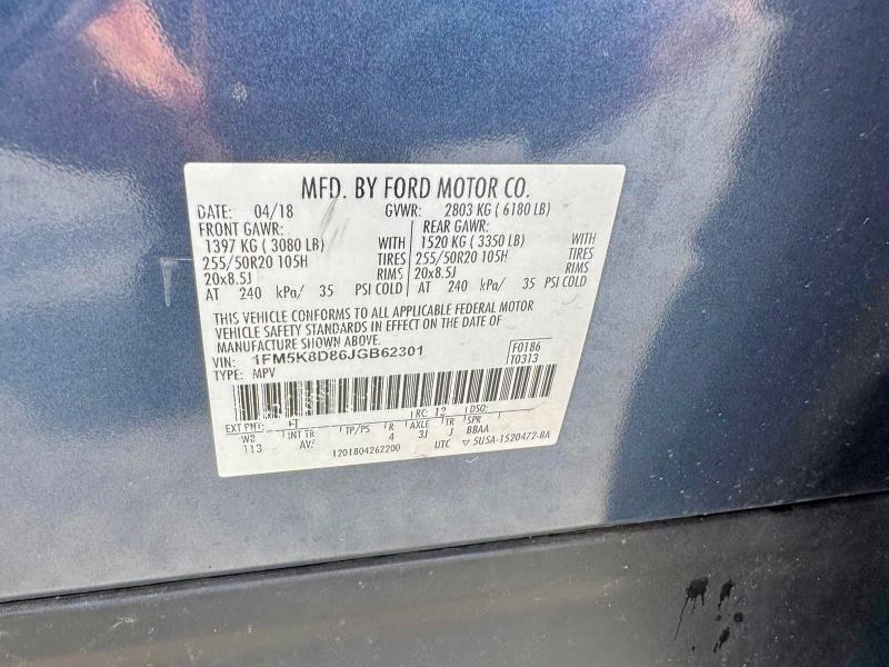 Продаж на аукціоні авто 2018 Ford Explorer, vin: 1FM5K8D86JGB62301, номер лоту: 55227266