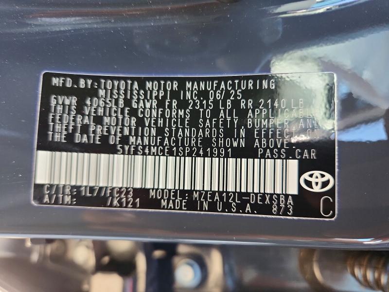 Aukcja sprzedaży 2025 Toyota Corolla, vin: 5YFS4MCE1SP241991, numer aukcji: 54279796