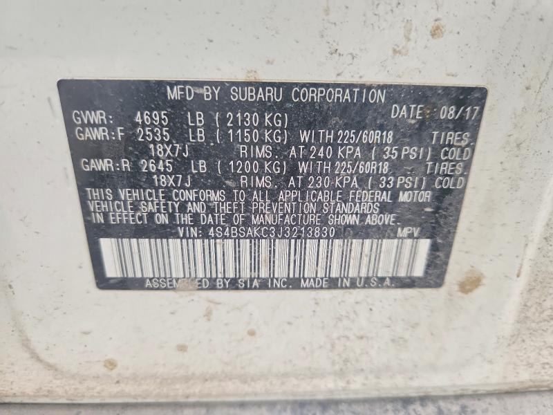 Продаж на аукціоні авто 2018 Subaru Outback, vin: 4S4BSAKC3J3213830, номер лоту: 52139636