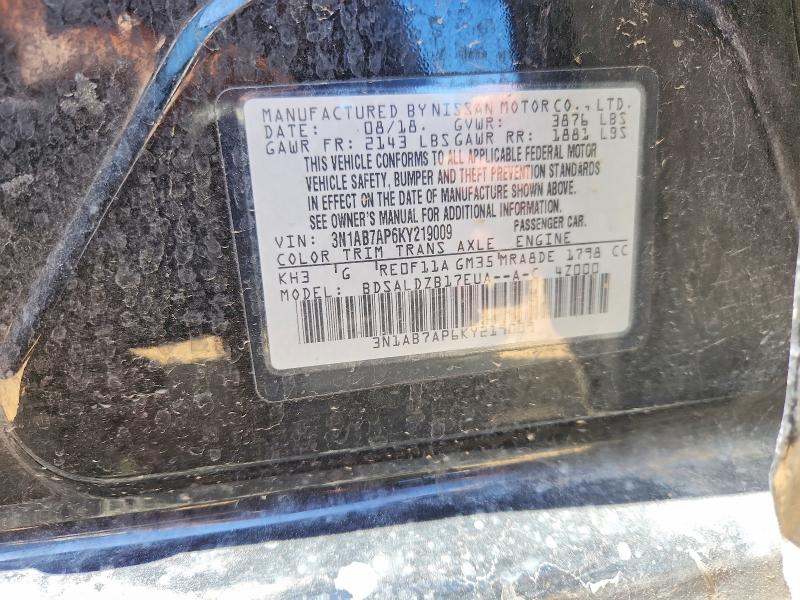 54124266 :رقم المزاد ، 3N1AB7AP6KY219009 vin ، 2019 Nissan Sentra مزاد بيع