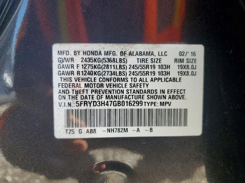 53309276 :رقم المزاد ، 5FRYD3H47GB016299 vin ، 2016 Acura Mdx مزاد بيع