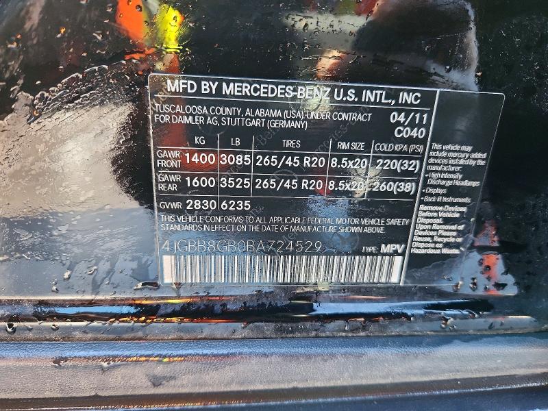 Продажа на аукционе авто 2011 Mercedes-benz Ml, vin: 4JGBB8GB0BA724529, номер лота: 53828466