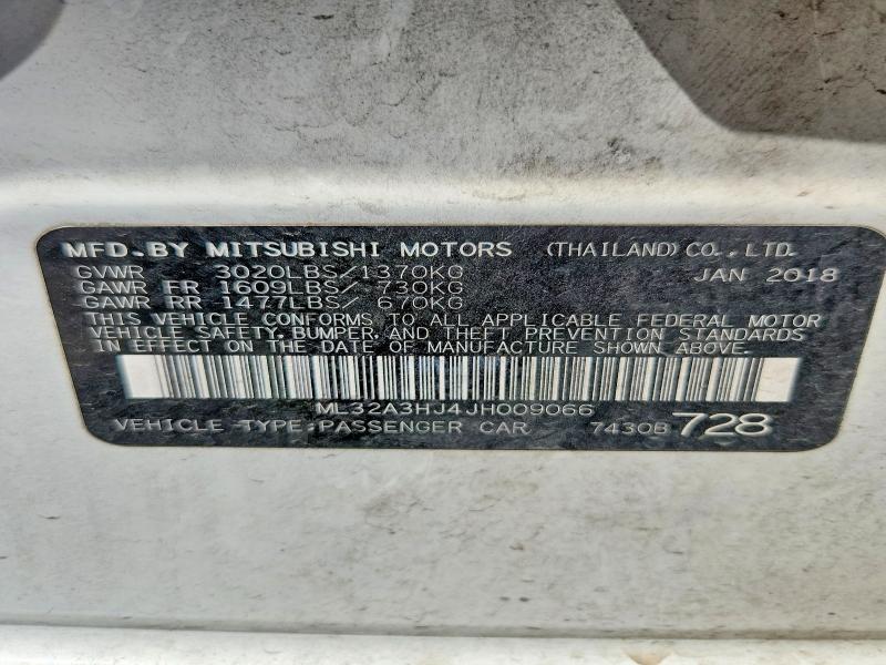 Aukcja sprzedaży 2018 Mitsubishi Mirage, vin: ML32A3HJ4JH009066, numer aukcji: 54180626