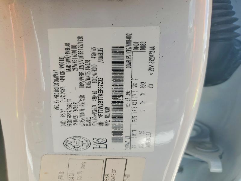 52888776 :رقم المزاد ، 1FT7W2BT7KEF67232 vin ، 2019 Ford F250 مزاد بيع