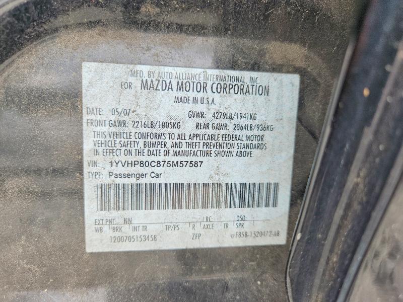 Aukcja sprzedaży 2007 Mazda 6, vin: 1YVHP80C875M57587, numer aukcji: 54772566