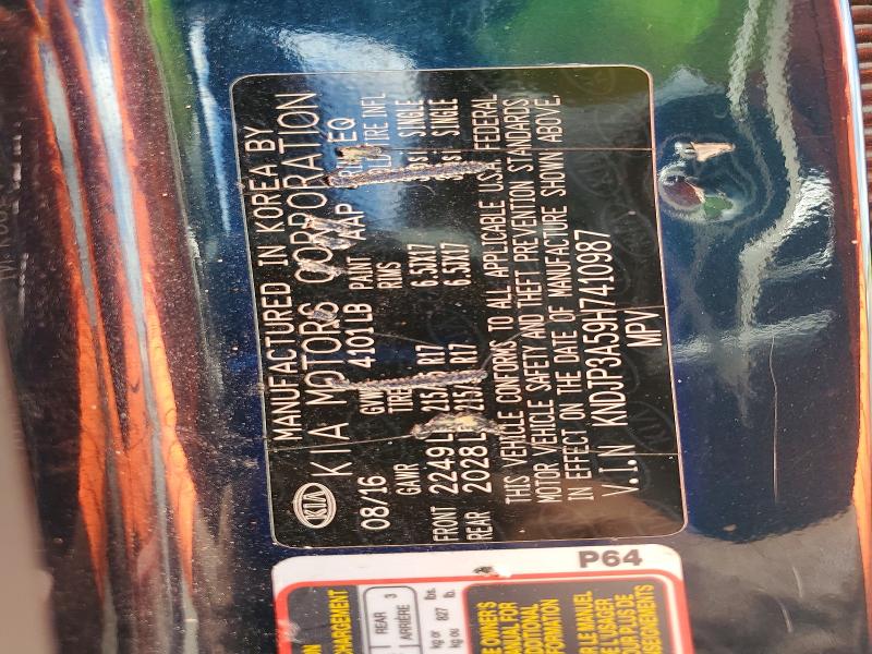 53514106 :رقم المزاد ، KNDJP3A59H7410987 vin ، 2017 Kia Soul مزاد بيع