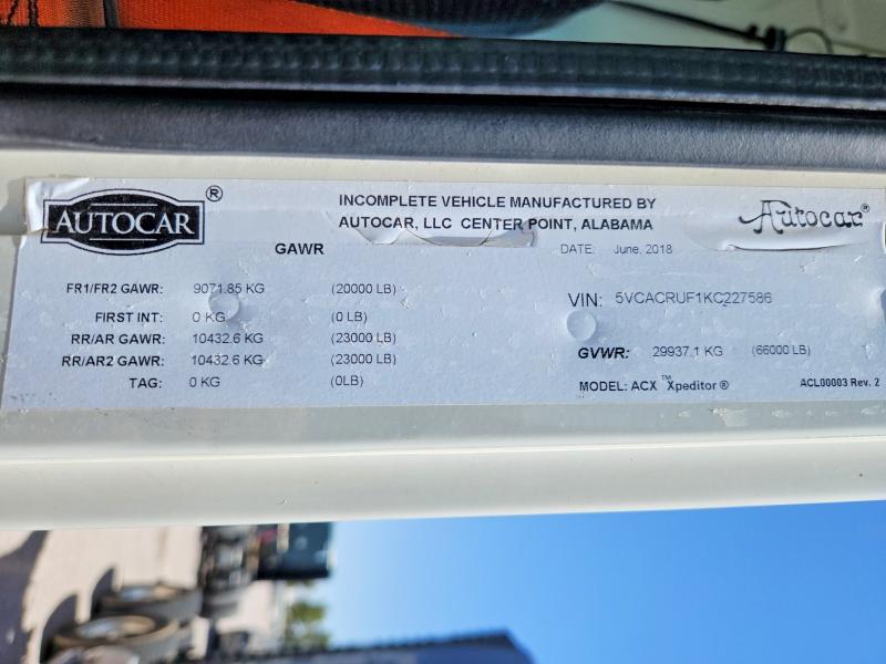 2019 Autocar Llc Xpeditor მანქანა იყიდება აუქციონზე, vin: 5VCACRUF1KC227586, აუქციონის ნომერი: 53469696
