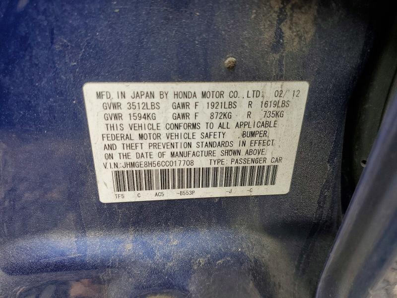 Продажа на аукционе авто 2012 Honda Fit, vin: JHMGE8H56CC017708, номер лота: 55030736