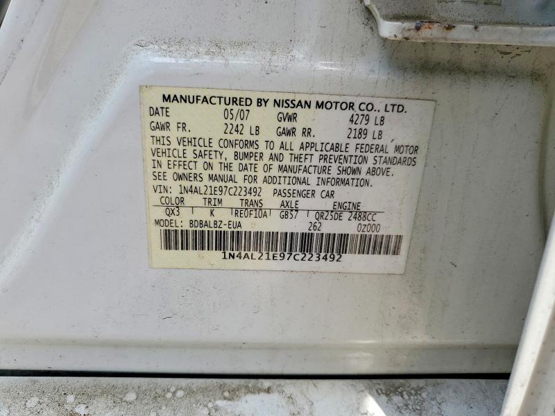 Aukcja sprzedaży 2007 Nissan Altima, vin: 1N4AL21E97C223492, numer aukcji: 55487126