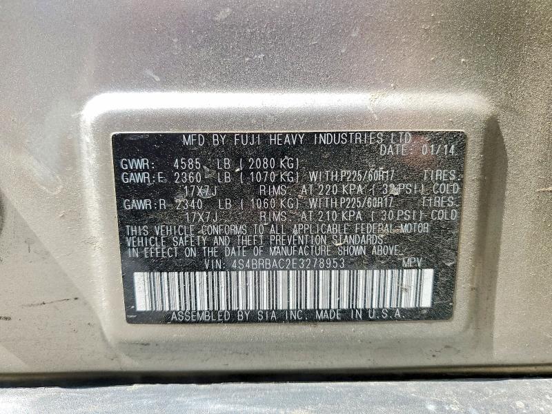 Продаж на аукціоні авто 2014 Subaru Outback, vin: 4S4BRBAC2E3278953, номер лоту: 53452996