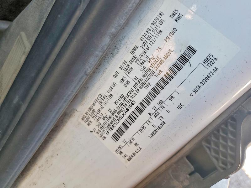 2020 Ford Transit მანქანა იყიდება აუქციონზე, vin: 1FTBR1C85LKA81043, აუქციონის ნომერი: 54664266