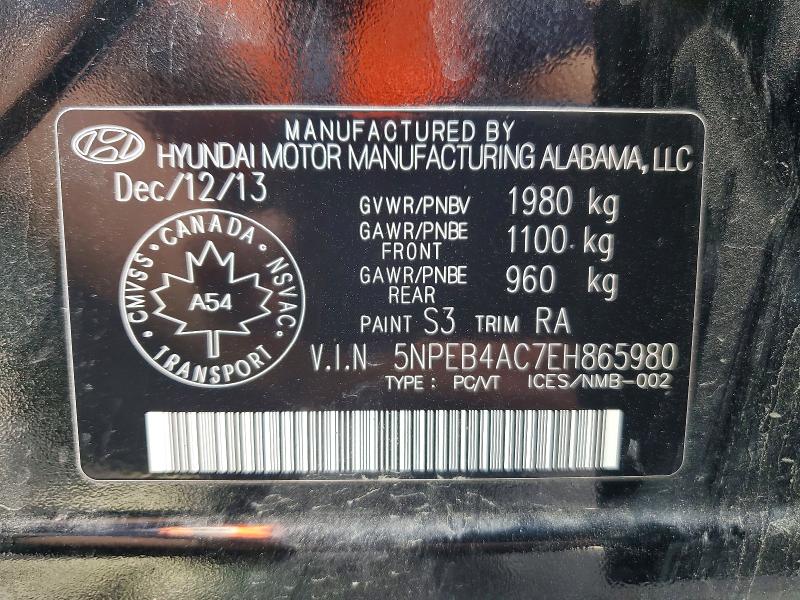 Продаж на аукціоні авто 2014 Hyundai Sonata, vin: 5NPEB4AC7EH865980, номер лоту: 53972096