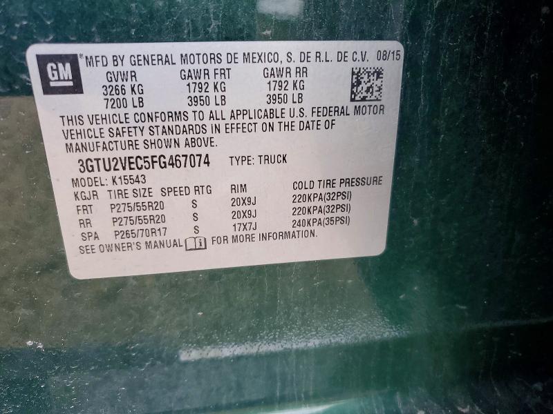 Продаж на аукціоні авто 2015 Gmc Sierra, vin: 3GTU2VEC5FG467074, номер лоту: 52251776