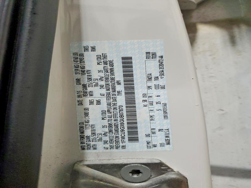 2016 Ford Escape მანქანა იყიდება აუქციონზე, vin: 1FMCU9GX6GUB07870, აუქციონის ნომერი: 53914436