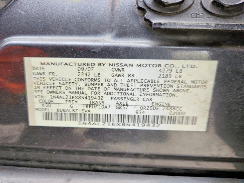 Aukcja sprzedaży 2008 Nissan Altima, vin: 1N4AL21EX8N419432, numer aukcji: 55153086