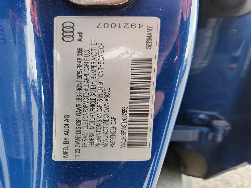 2024 Audi E-tron Gt მანქანა იყიდება აუქციონზე, vin: WAUFJBFW9R7002555, აუქციონის ნომერი: 53503686