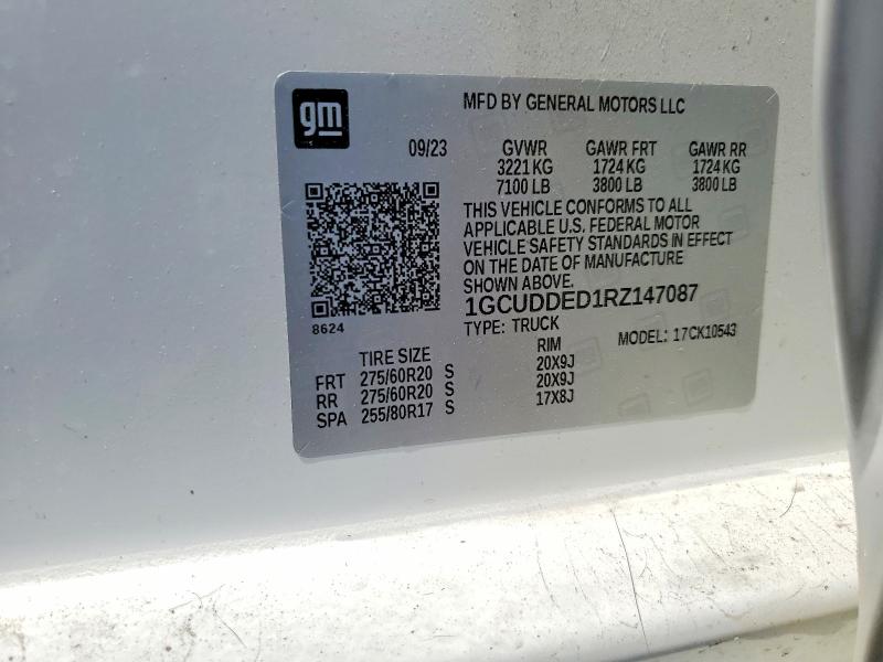 Aukcja sprzedaży 2024 Chevrolet Silverado, vin: 1GCUDDED1RZ147087, numer aukcji: 53732856