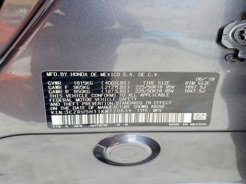 Aukcja sprzedaży 2019 Honda Hr-v, vin: 3CZRU5H11KM720634, numer aukcji: 54990646