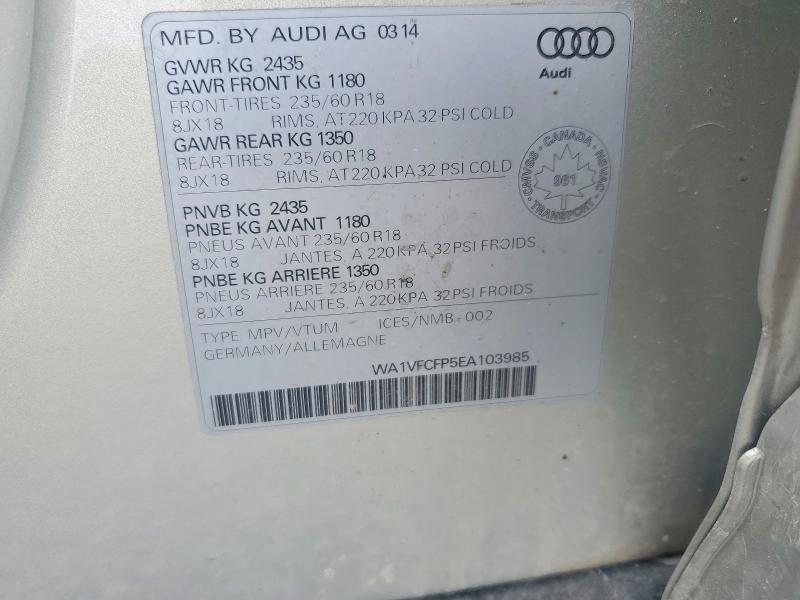 Продажа на аукционе авто 2014 Audi Q5, vin: WA1VFCFP5EA103985, номер лота: 52553116